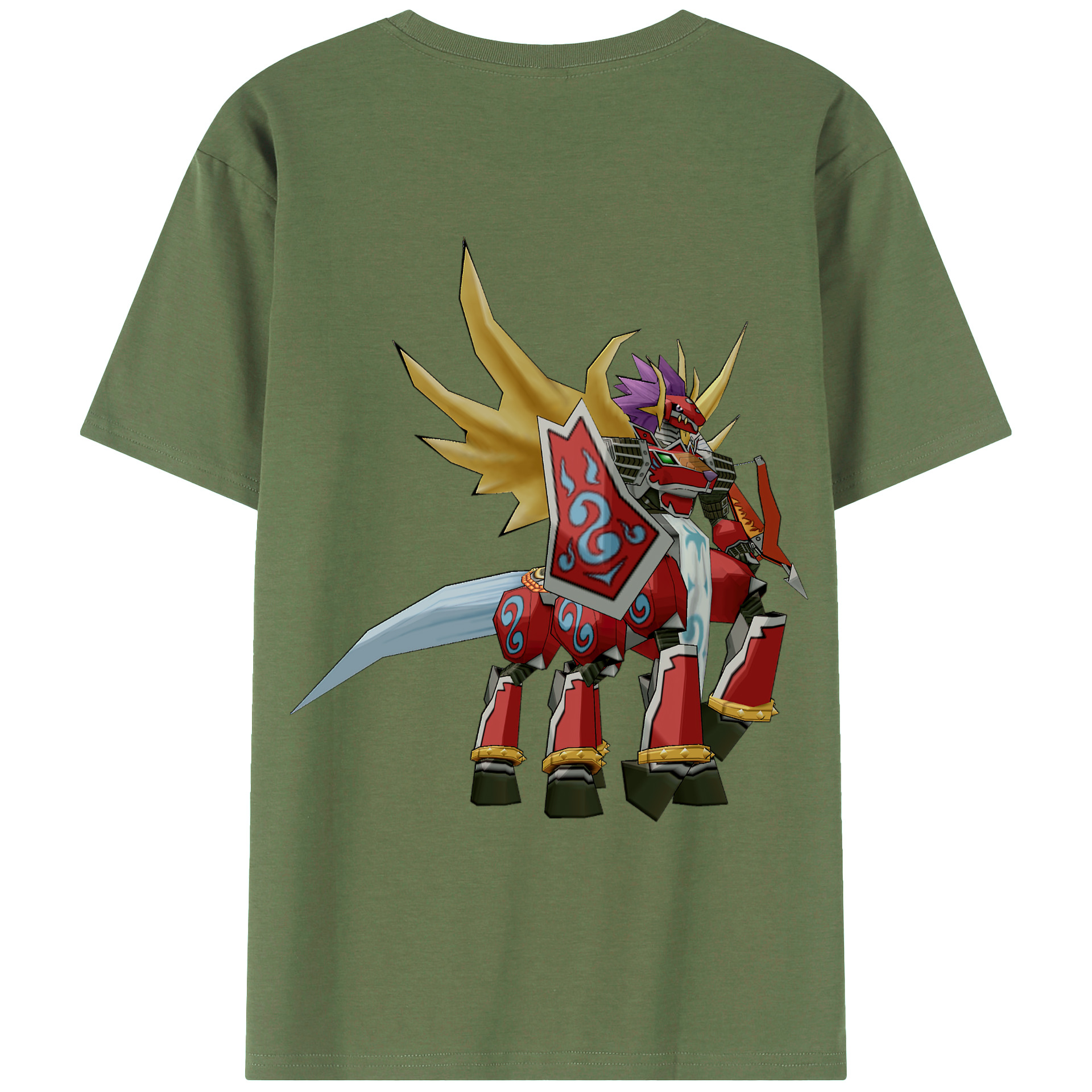 （画像用） Digimon デジタルモンスター/デジモン 綿100％ メンズ半袖Tシャツ（バックプリント） 通気性